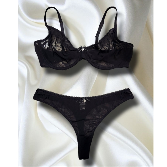 Sexy Black 2pc Bra & Thong Panty Set by Varsbaby - Picture 2 of 12